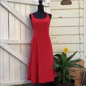 Red silk Polka dot swing dress